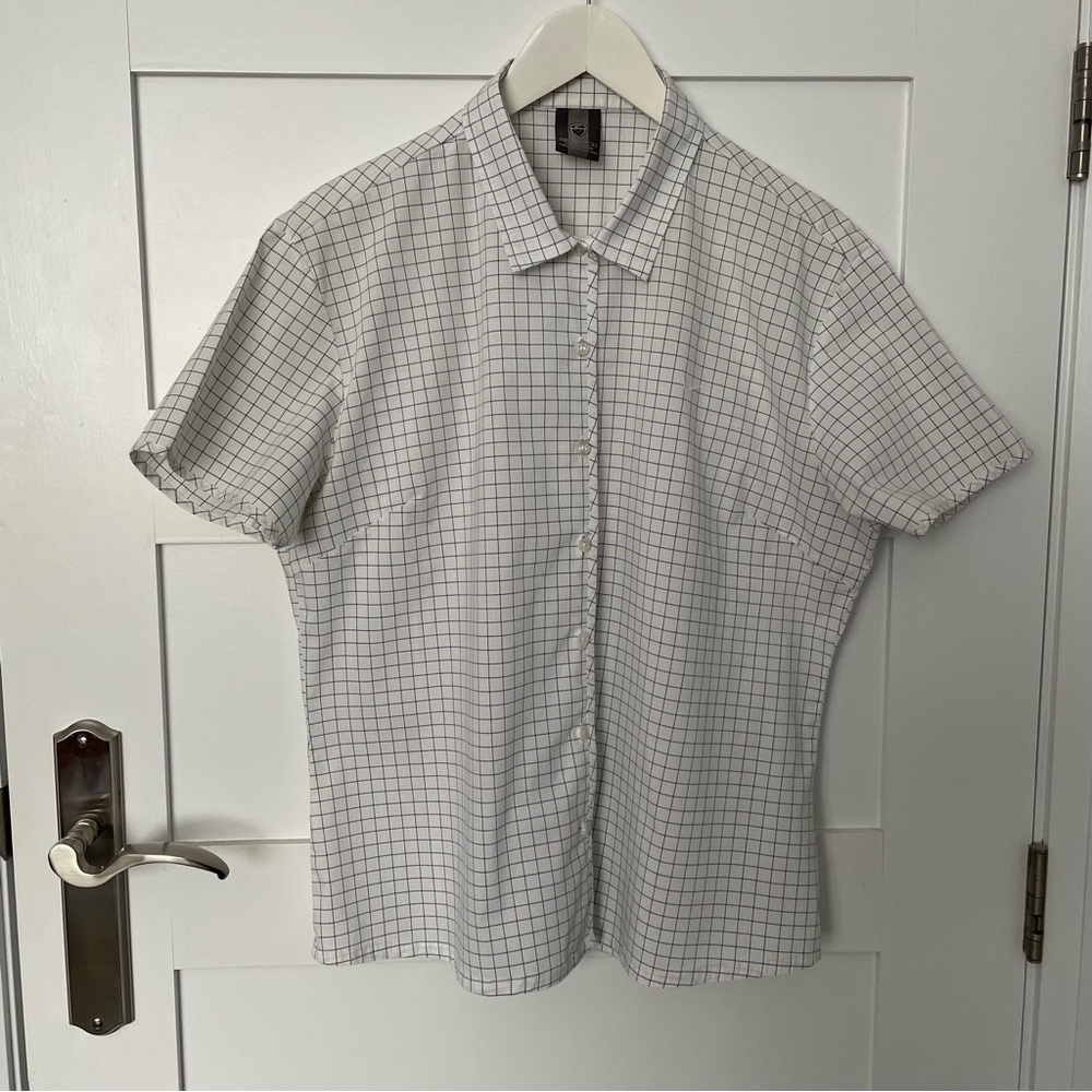Ladies White Checkered Short Sleeve Shirt by Nike